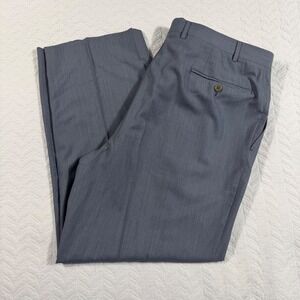 Canali Super 140s Wool Dress Pants Men 38x28 Gray Flat Front Super Fine Tailored